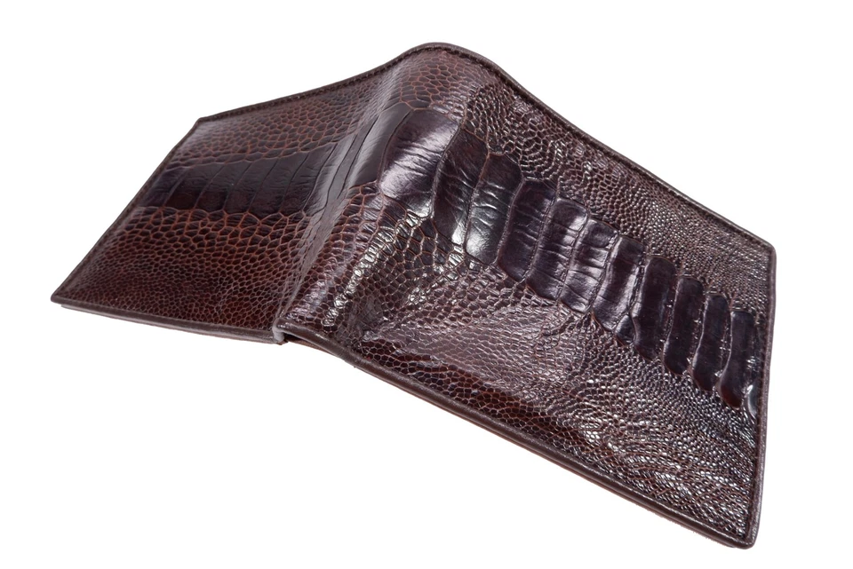 Cartera de hombre genuina de piel de pierna de avestruz suave doble pliegue ([A8] - 7 ranuras para tarjetas... Foto 4 de 4