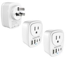 Type I Australian Plug Adapter New Zealand Power Adapter 2 Pack, 3 Prong Adap...