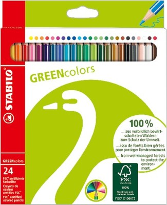 Eco-Friendly Coloring Pencil - STABILO GREENcolors - Pack of 24 - Assorted Co...