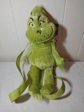 Grinch 16" Plush Backpack AI ACCESSORY INNOVATIONS Dr. Seuss Green NWT