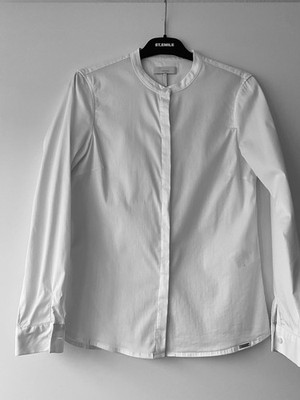 CINQUE Damen Bluse Klassiker Weiß Stehkragen Langarm Gr. 34 - Neuwertig-