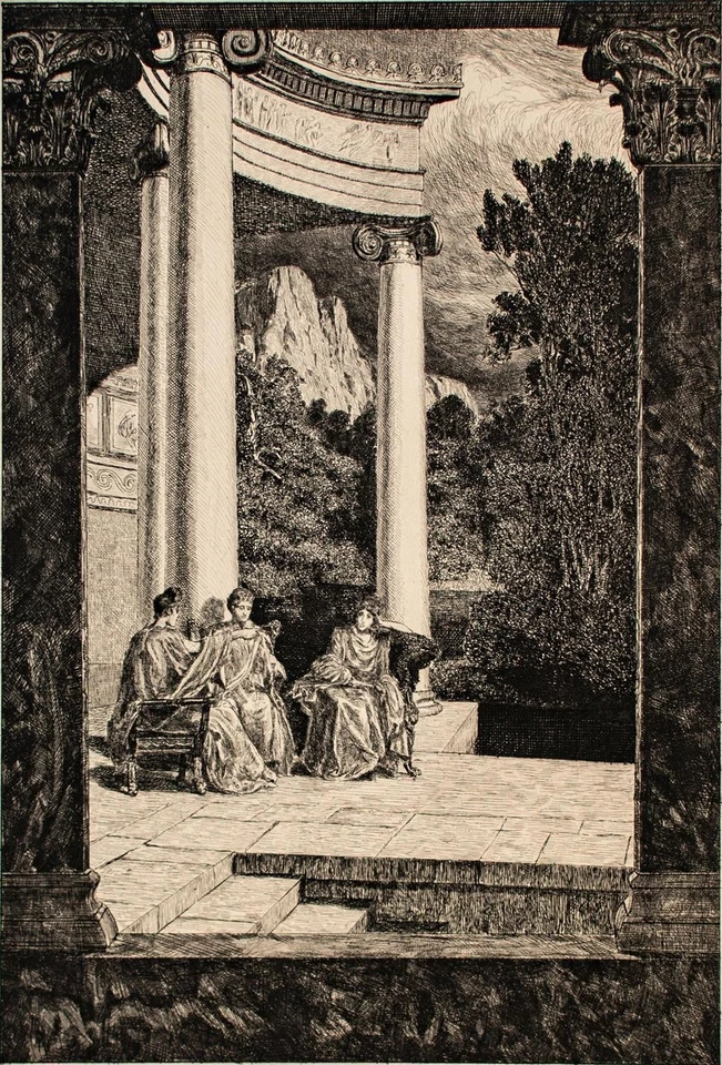 Max Klinger Amor Psyche und ihre Schwesterm Jugendstil Symbolismus Radierung - Bild 3 von 3