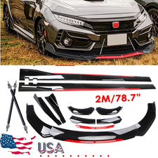 For Honda Civic 2012-2020 Front Bumper Lip Splitter Glossy Black Red Body Kit