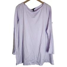 Eileen Fisher Shirt Women's Medium Oversized Long Sleeve Tencel Top Purple