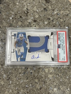 2021 National Treasures Amon-Ra St. Brown Rookie Patch Auto /5 PSA 7 Invest!