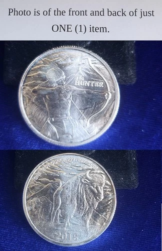 Native American The Hunter Hunting Buffalo 1 Troy Oz 999 Fine Silver Round