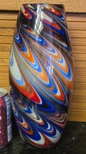 12"T HEAVY Glass Vase COLORFUL SWIRL Design Murano BEAUTIFUL 