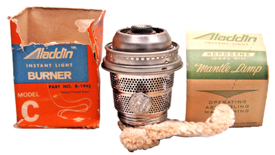 #ad #ad VINTAGE ALADDIN MODEL #x27;C#x27; BURNER IN ORIGINAL BOX W OPERATING MANUAL $52.00