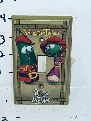 Plastic Veggie Tales Switch Plate (new) With Screws. Gold Background  - Picture 1 of 2