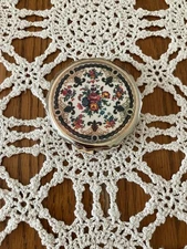 Vintage Round Metal Face Powder Floral Compact made in Japan