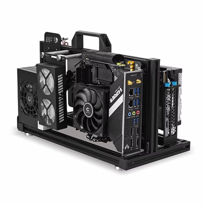 Aluminum Open Frame Case, Vertical GPU, 240mm Cooler, Mini-ITX