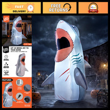 7FT Inflatable Megalodon Shark Halloween Decoration with LED Lights - Outdoor Ya