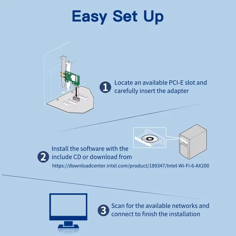 Derapid ac1200 wifi adapter bluetooth dual band 2,4 ghz/5ghz pcie drahtlose - Bild 3 von 4