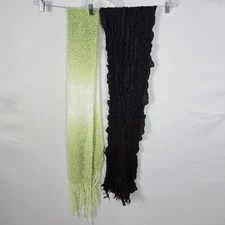 Women's Scarfs One Green and One Black - Purple 72" Length / 2 Pack