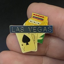 VTG 80s Las Vegas Ace Black Jack Casino Slot Machine Hat Lapel Pin