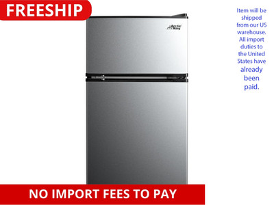 Arctic King 3.2 Cu Ft Two Door Mini Fridge With Freezer Stainless Steel