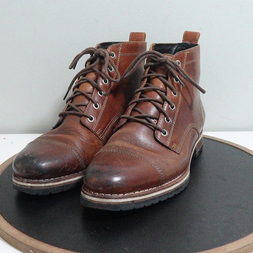 Helm Hollis Stiefel Herren Größe 9 Braun Leder Kappe Zehe Schnürung Handgefertigt Robust USA - Bild 4 von 12