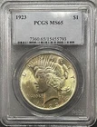 1923 $1 Peace Silver Dollar Coin PCGS MS65 Brilliant Uncirculated GEM