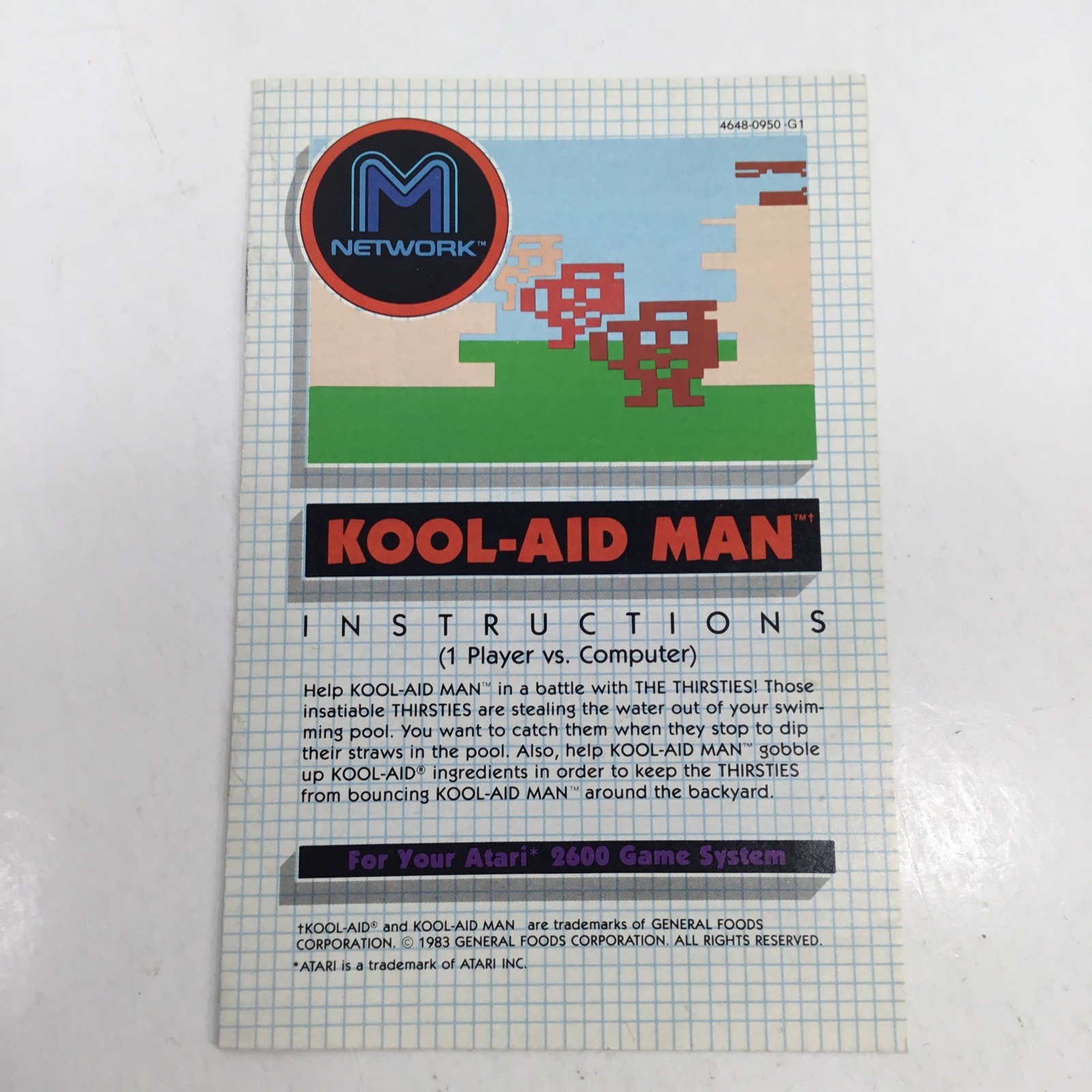 Kool-Aid Man Atari 2600 Instruction Manual Booklet ONLY  No Game