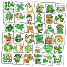 204 PCS Glitter St Patrick's Day Temporary Tattoos, Saint Patrick's Day
