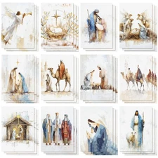 Cholemy 36 Set Nativity Scenes Christmas Cards with Envelopes Jesus Tradition...