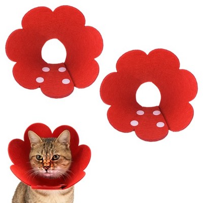 2Pcs Felt Cat Recovery Collar Cute Flower XS 5.1-6.3 Inch Red