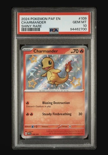 Pokémon Charmander 109/091 SV: Paldean Fates Shiny Rare Holo PSA 10 2024 English