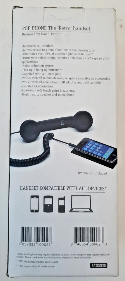 POP PHONE Moshi Moshi Retro Red Handset by Native Union 3.5mm Jack - Image 2 of 4