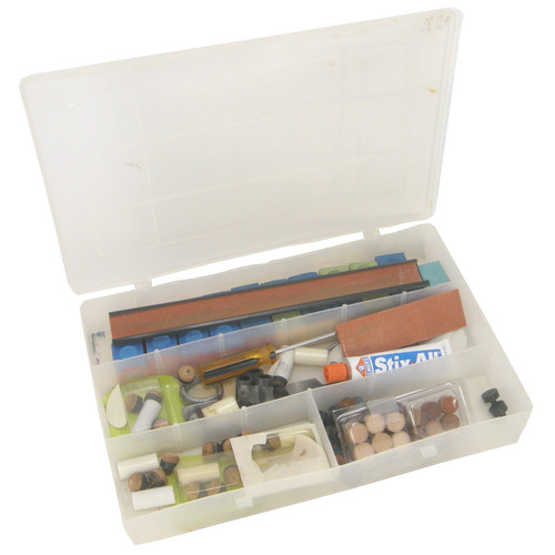 Pool Cue Repair Kit Tips Clamp Glue Chalk Sander Screwdriver Plastic Case