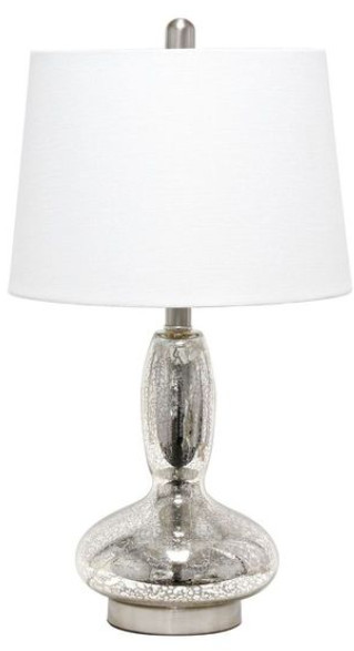 Настольная лампа Lalia Home Glass Dollop с белым тканевым абажуром бирюзового цвета 16790₽