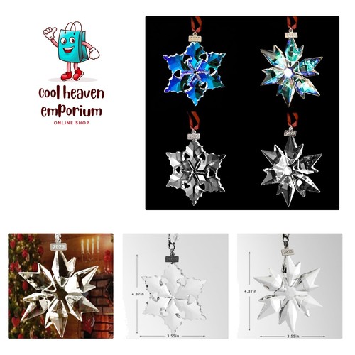 2023 Crystal Christmas Ornaments 4pcs/Set Colorful and Clear Crystal Snowflak...