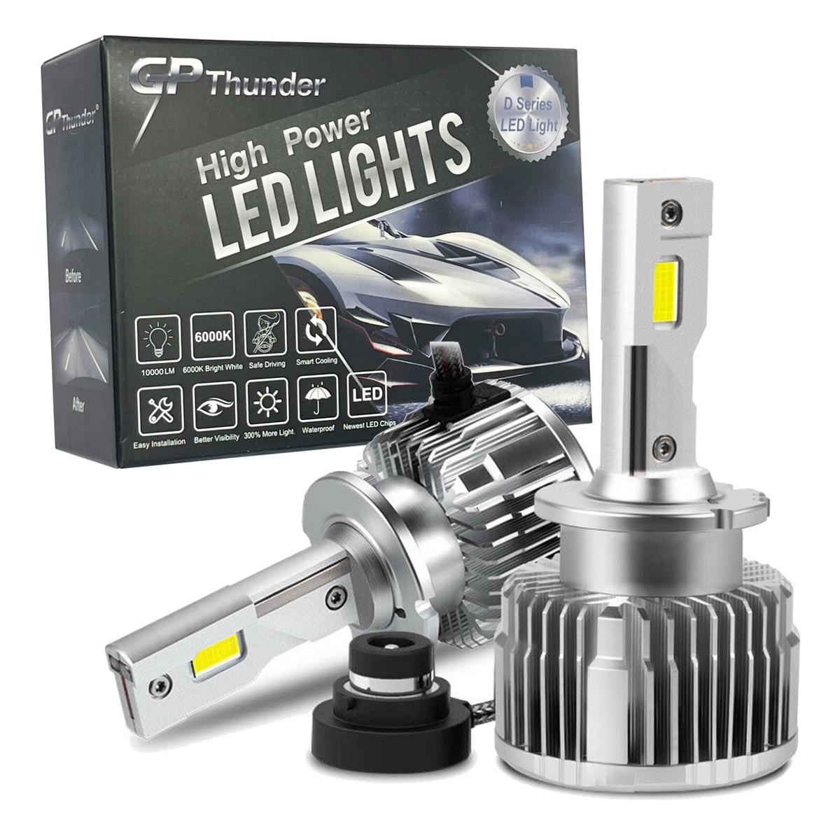 D2S D2R LED Headlight Kit Bulbs 180W 20000LM 6000K White HID Conversion Lamp