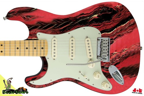 Guitar Skin Wrap Axe Reface - 80er rot schwarz Bowlingkugel Marmor 183 - Bild 36 von 71