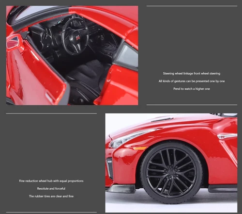 Bburago 1:24 Red JDM 2017 GTR R35 Racing Sports Model Diecast Metal Car - Picture 9 of 13