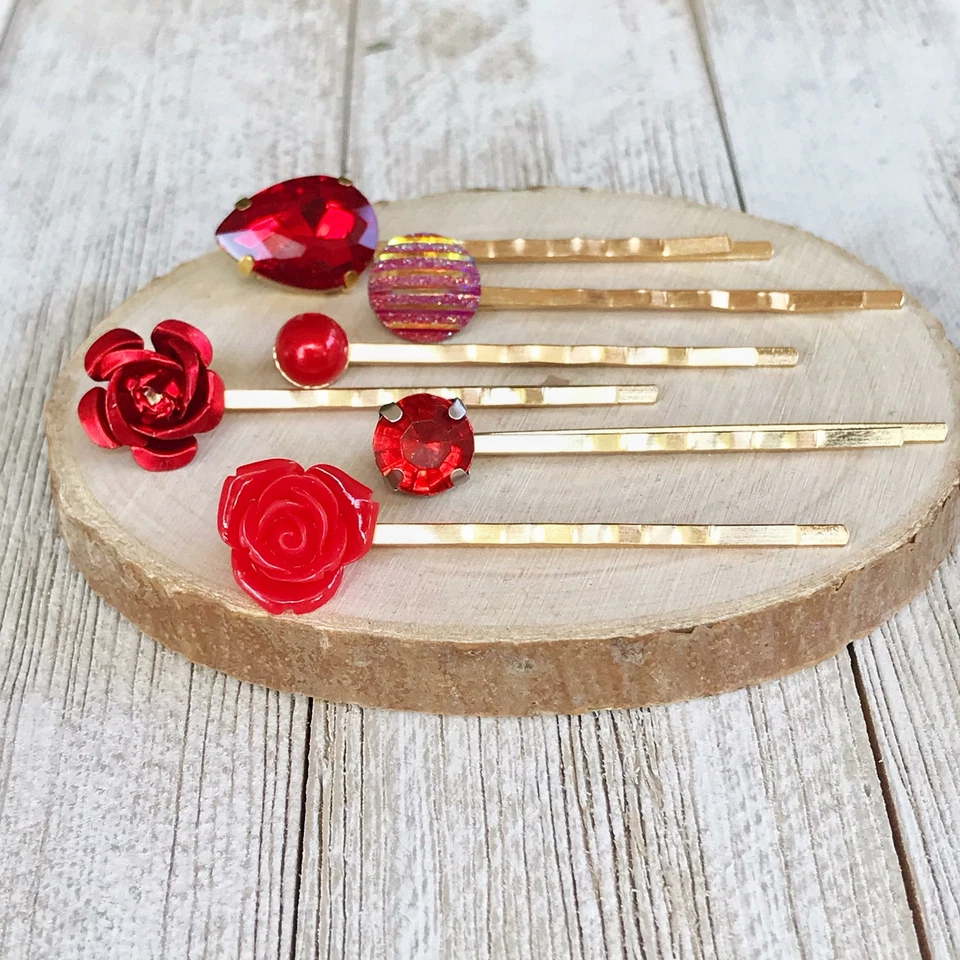 Red Gold Hair Pin, Neutral Hair Pins, Minimalist Wedding Hair Jewelry, Womens Ha - Image 3 of 4