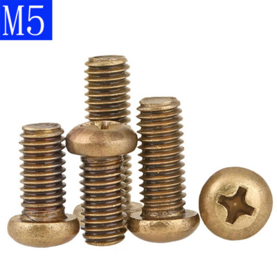 M5 x 0.8 5mm Solid Brass Phillips Pan Head Machine Screws DIN 7985A GB818