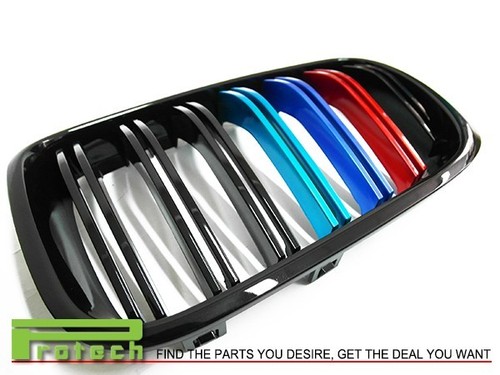 Fit 2015+ BMW F25 X3 LCI M Look Front Jet Black Grille w/ /// M Tri METAL Paint - Picture 2 of 3