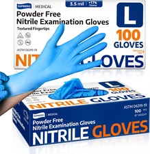 3.5 Mil Nitrile Exam Gloves 100 Count Powder-Free Latex-Free Disposable Blue