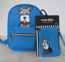 Marc Tetro Schnauzer Mini Backpack & Wallet Wristlet Set Blue Nwt