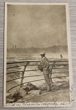 Postcard RPPC Man Standing At Niagara Codpad Postmark 1915