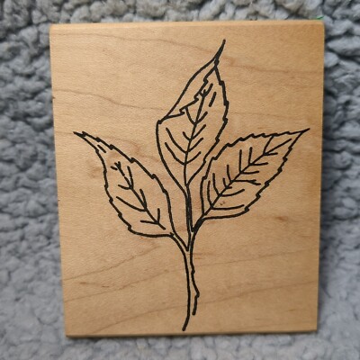 Vintage Parked On Rubber Wood Mounted Rubber Stamp Leaves On Branch