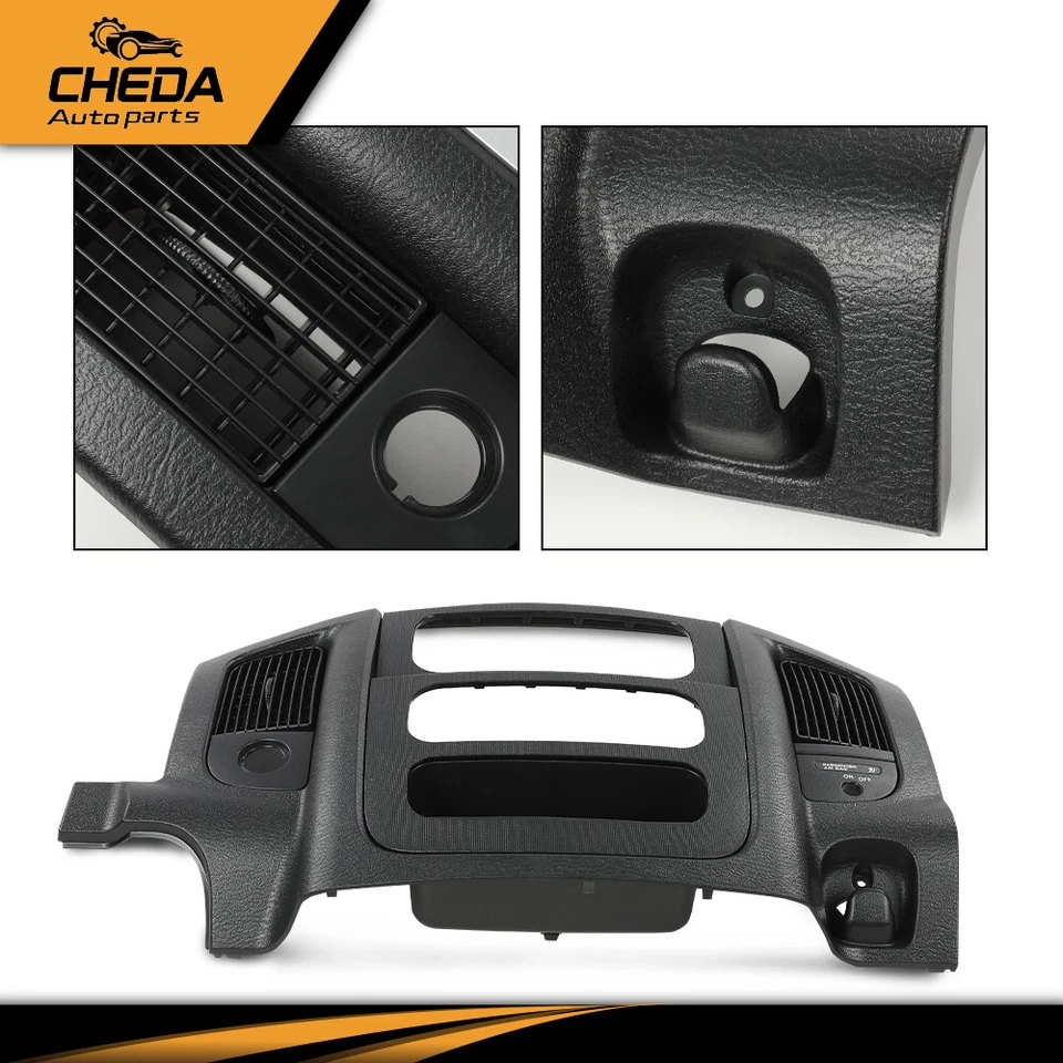 Fit For 2002-2005 Dodge Ram Center Dash Radio Trim Air Vent Bezel Panel Black - Image 4 of 4