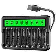 EBL 8-Slot LCD Battery Charger USB for NI-MH NI-CD AA AAA Rechargeable Batteries