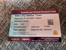 Scunthorpe United V Halifax Town Football Friendly Matchday Ticket 2024/25