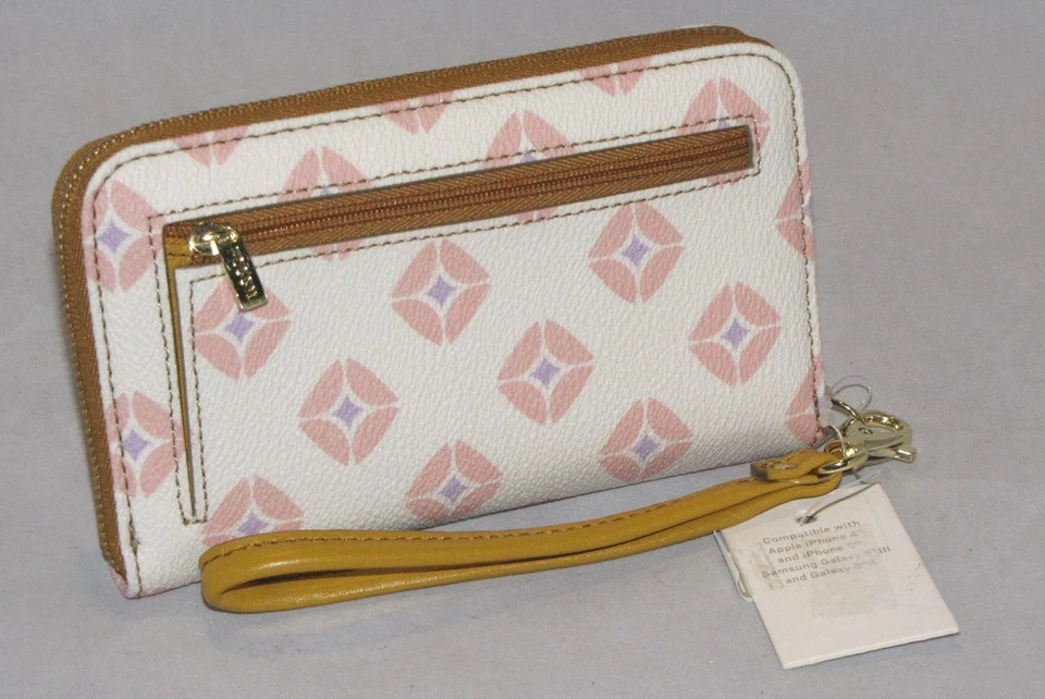 Muñequera de cuero fósil Sydney Signature con cremallera estampado rosa SL4273676 NUEVA CON ETIQUETAS Foto 2 de 3