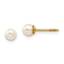 14K Yellow Gold 3mm FCW Pearl Ball Stud Earrings Madi K Children's Jewelry