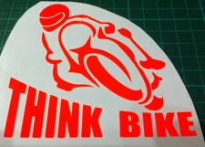 THINK BIKE AWARENESS  VINYL DECAL STICKER IN FLUORESCENT ORANGE