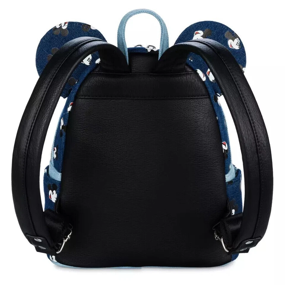 Mini Mochila Loungefly Denim Cara Mickey Mouse Parques Disney Nueva Foto 2 de 2