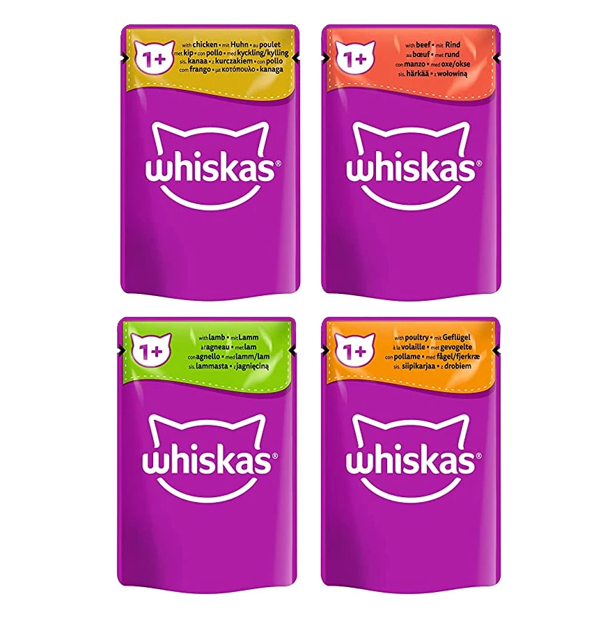 WHISKAS 96 x 85g Katzenfutter Nass Fleisch & Geflügel MIX in Sauce - Bild 3 von 4