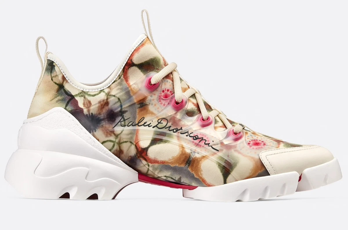 Dior D Connect Kaleidiorscopic Kaleidoscope Lace Up Flat Trainer